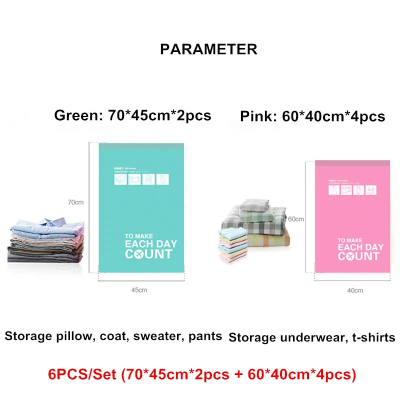 6 шт./компл. пластиковый вакуумный мешок ручная сумка с буквенным принтом чехол