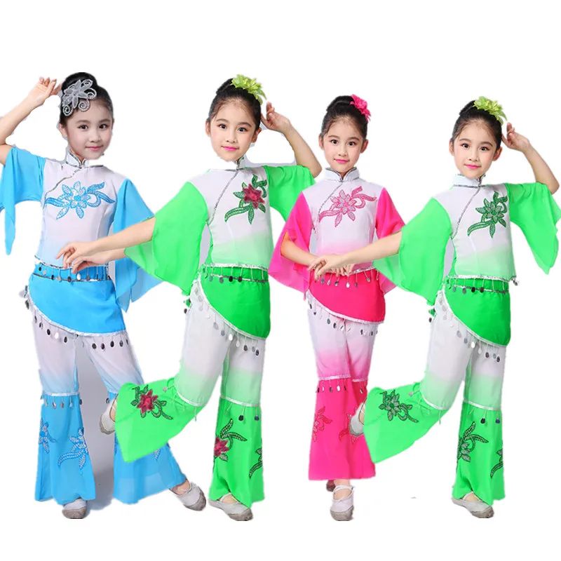 Детские Классические танцевальные костюмы Hanfu hmong в китайском стиле для девочек