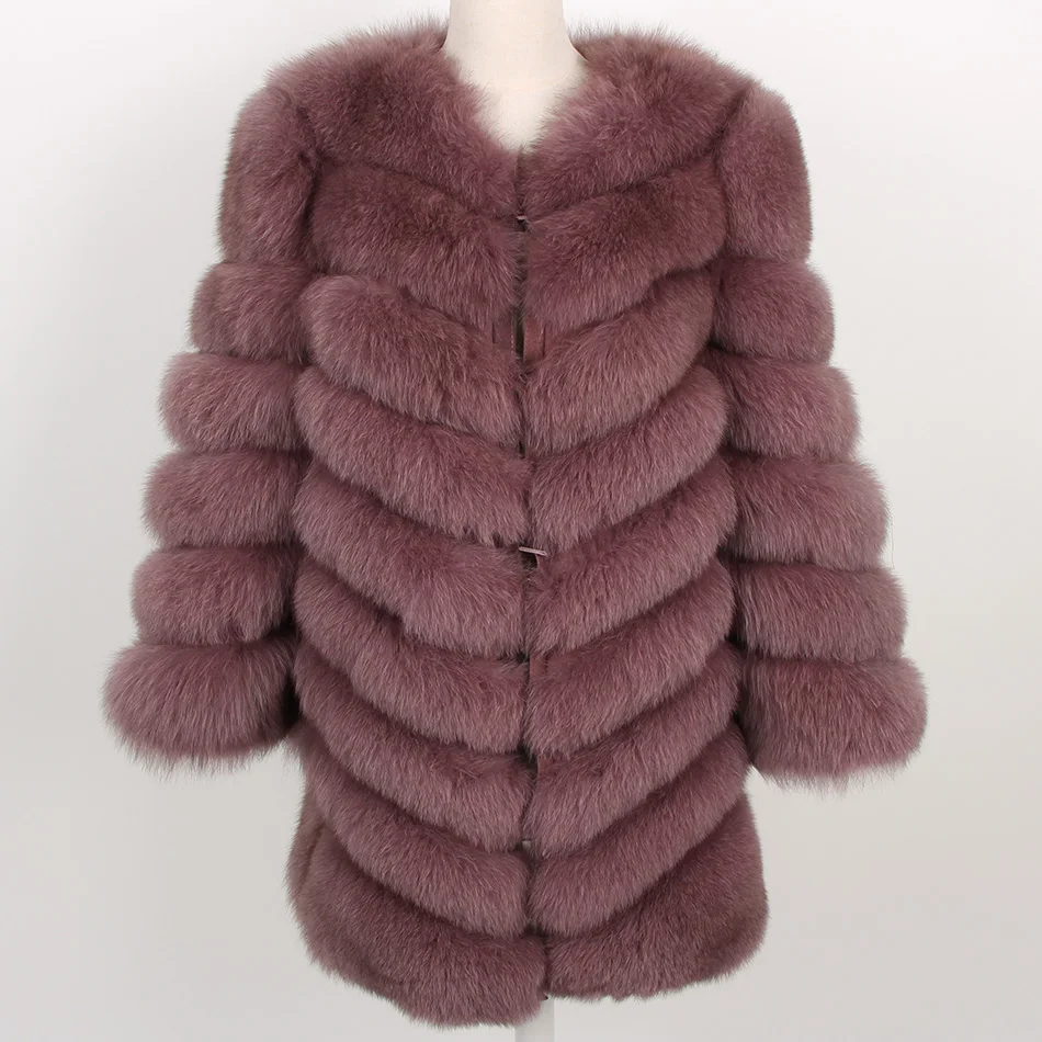 Женская куртка со съемной подкладкой из натурального Лисьего меха теплая