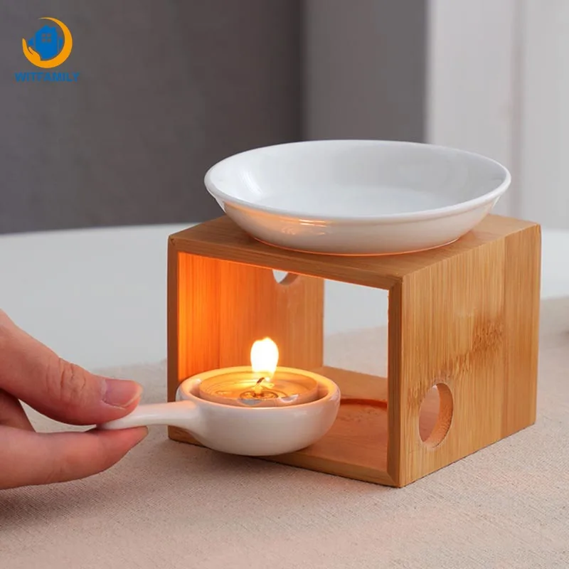 

Aromatic Stove Candle Heater Censer Home Decoration Natural Bamboo Oil Burner Night Light Lamp Candle Holder