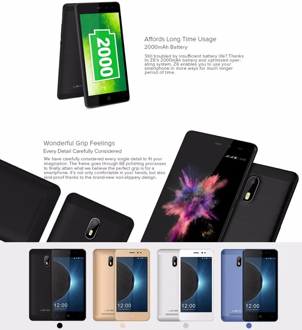 2017 оригинальные leagoo Z6 мобильный телефон 4 97 &quotMT6580M ядра 1. 3g Гц 1 ГБ Оперативная