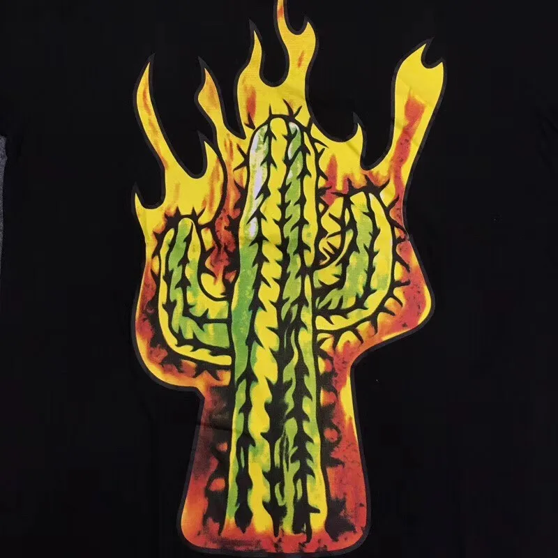 Мужская и Женская Повседневная футболка 19SS Stroke My Flaming Cactus Astroworld 1:1 лучшее качество