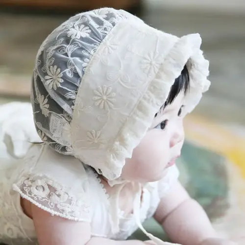 Spring Cap Summer Sweet Princess Hollow Baby Girls Hat Lace-up Beanie Cotton Bonnet Enfant Kids Flower Lace Floral | Детская одежда и