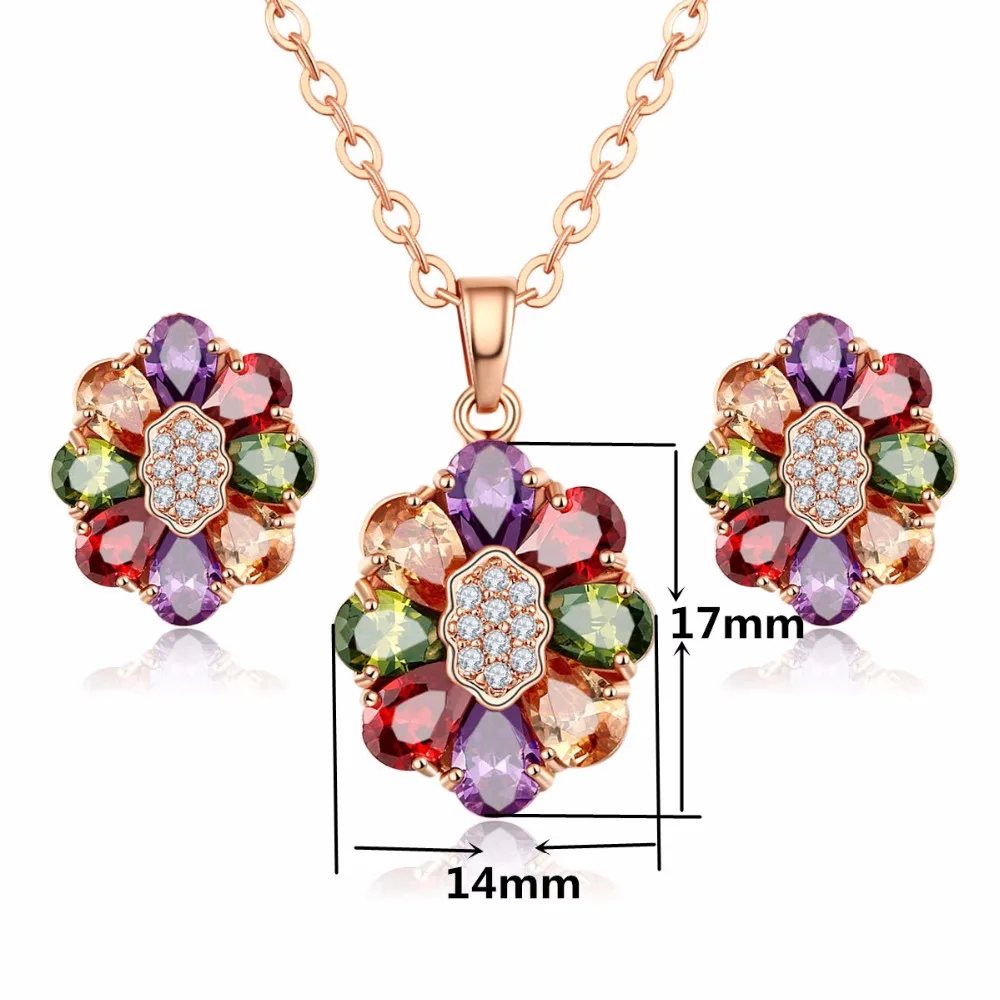 Женский комплект ювелирных изделий CARSINEL разноцветный из колье и сережек меди