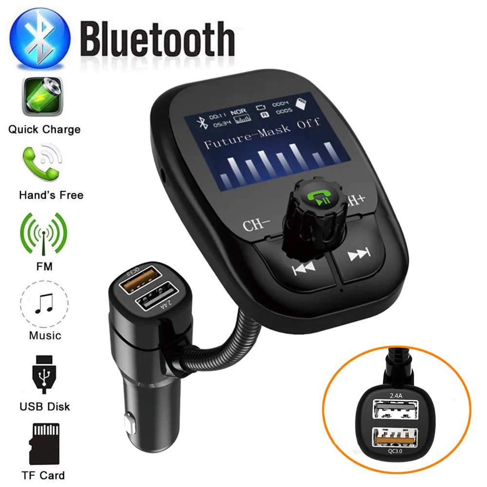 2019 Беспроводной автомобиля Bluetooth FM передатчик Радио адаптер QC3.0 USB Quick Зарядное