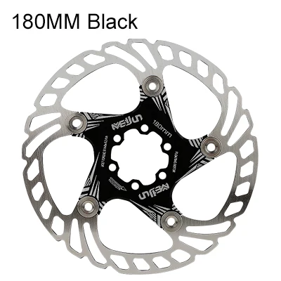 180mm black MEIJUN горный велосипед MTB дисковый тормоз ротор 6/7 дюймов 160 мм 180 мм 5 отверстий плавающий дисковый тормоз ротор с винтами T25 - Цвет: 180mm black