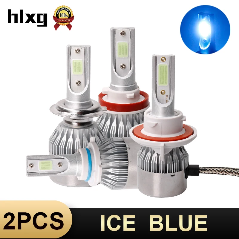 HLXG ледяной голубой свет лампада H7 светодиодный фар 8000LM 72 W фары для 9005 HB3 лампа автомобиля 9006 HB4 H11 лампы H8 H9 nebbia 12 v 9004 9007 светодиодный