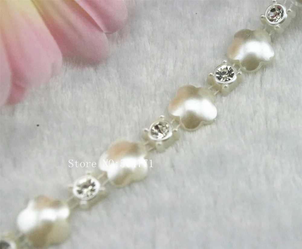 13 мм цвета слоновой кости цветок жемчуг и горный хрусталь цепь швейный костюм с