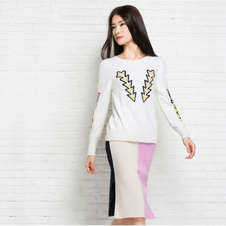 korean fashion spring and autumn new collar cashmere sweater wool women coat sleeve jacquard drop deflection | Женская одежда