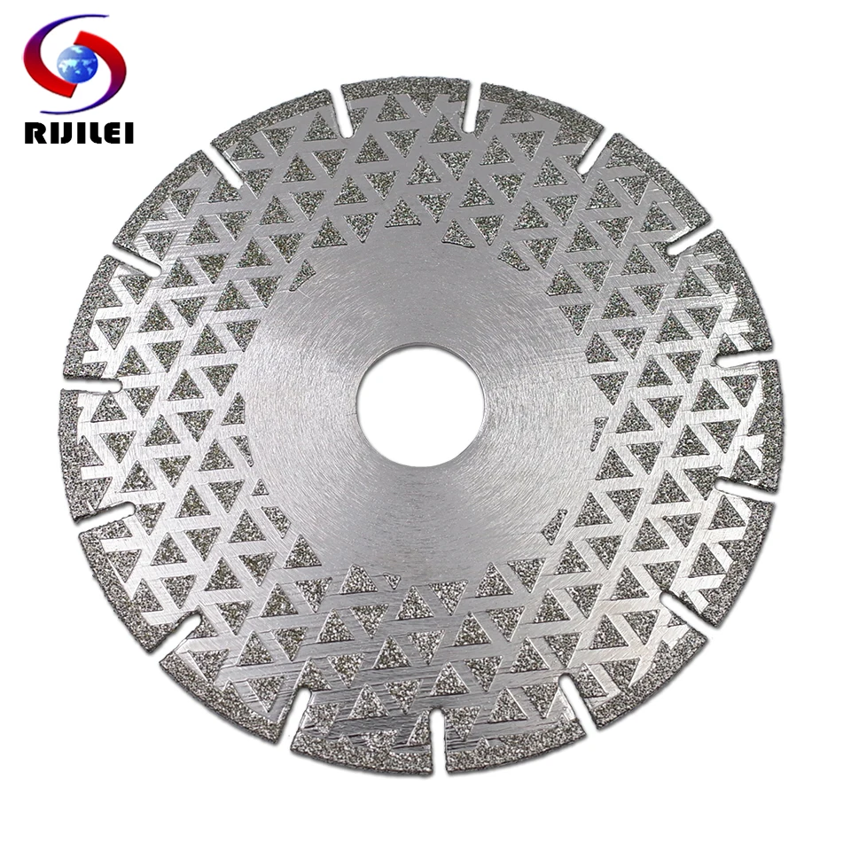 RIJILEI 4"-9" Electroplated Diamond Cutting Disc Wheel Both Sides Galvanized Grinding Saw Blade For Marble Granite Ceramic Tile