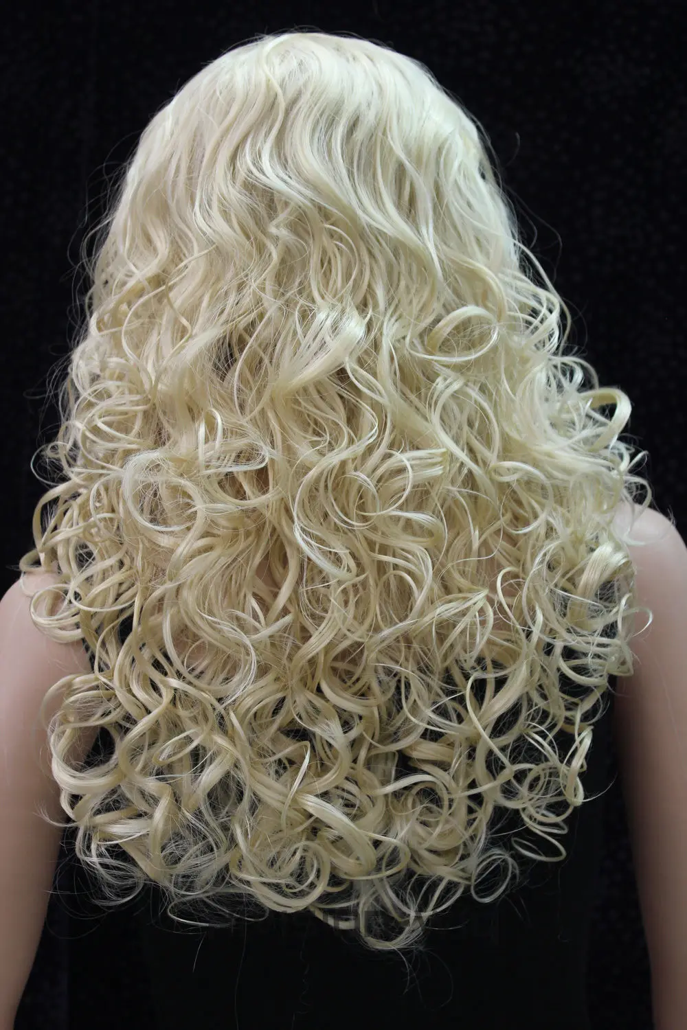 Excellent Pale Blonde Long Curls women Daily 3/4 half wig headband PTLG050 |