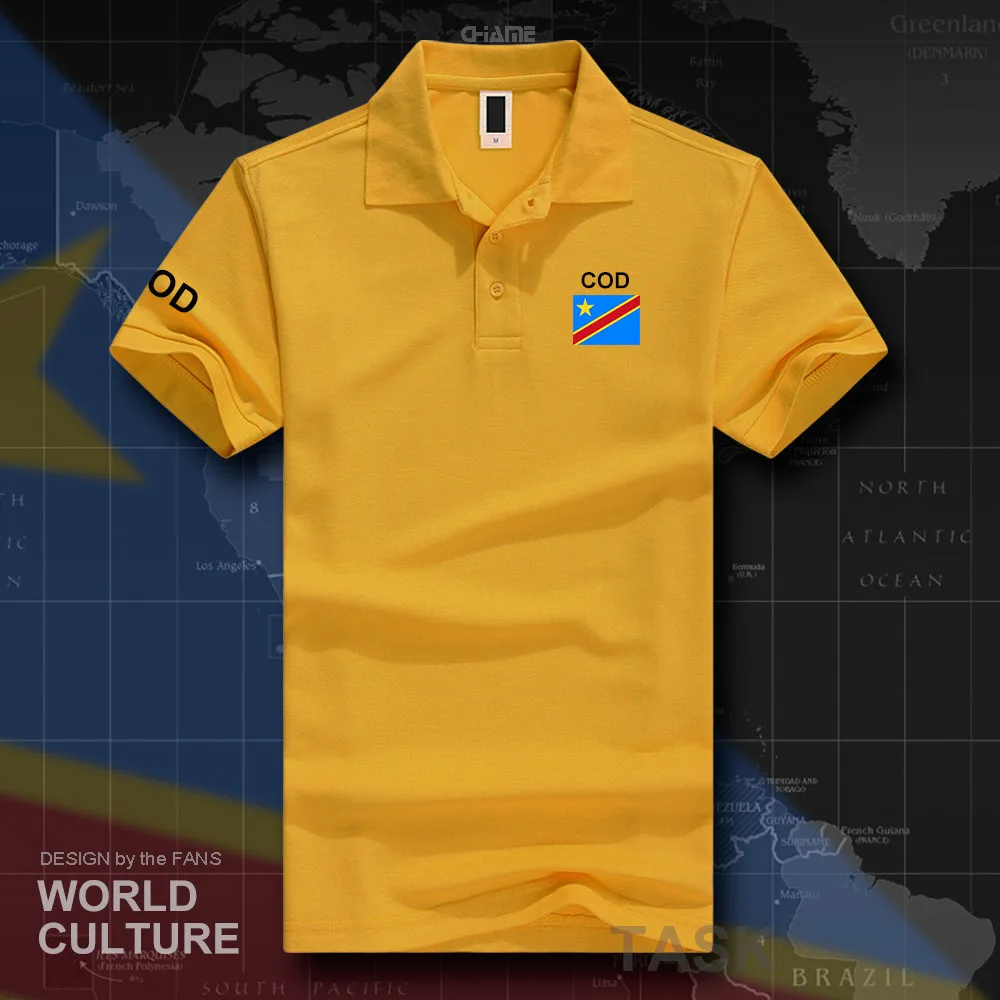 Рубашка поло DR Конго мужская с коротким рукавом белый цвет принт для страны 2017