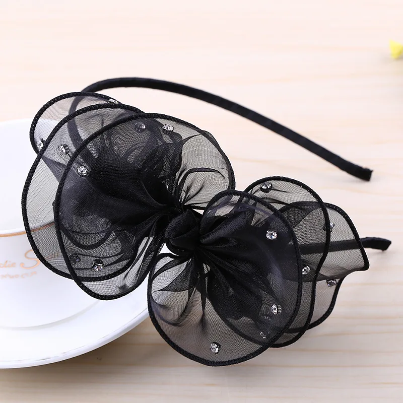 Оптовая продажа повязка на голову с блестящими лентами и бабочками аксессуары