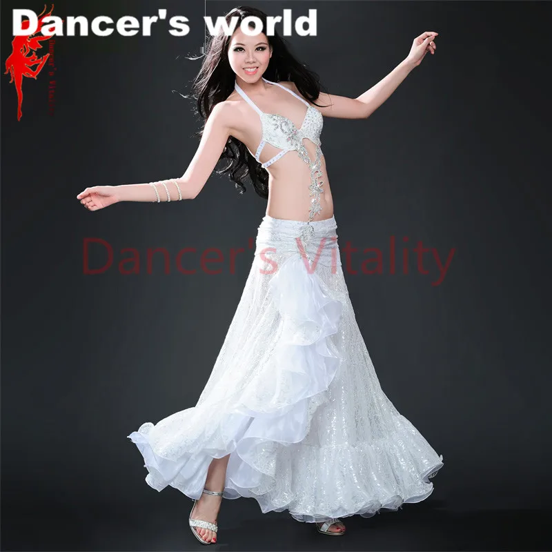 2017 Женский костюм для танца живота бюстгальтер декорированный камнями + атласная