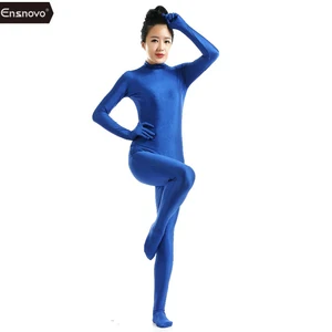 Женский Облегающий комбинезон Ensnovo, синий комбинезон из спандекса Zentai, нейлоновая Одежда для танцев
