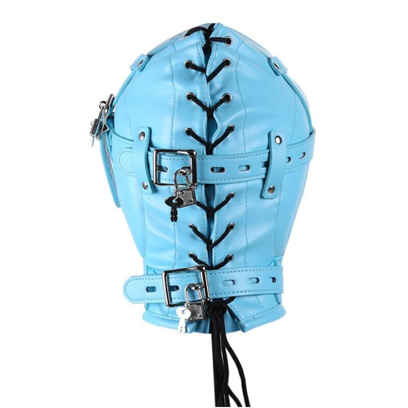 БДСМ эротическая маска с капюшоном секс повязка на глаза из искусственной кожи