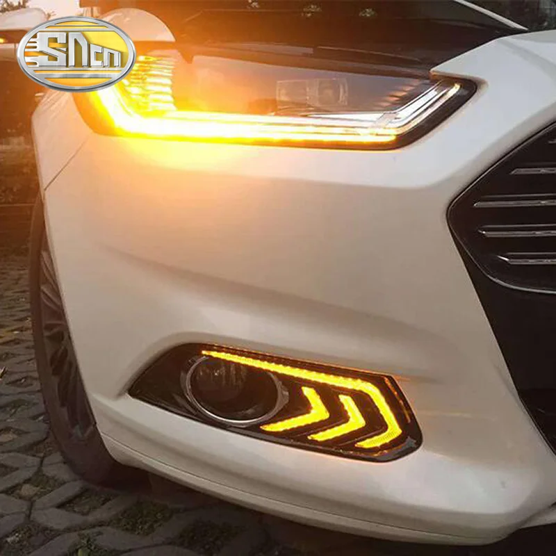 Для Ford Mondeo Fusion 2013 желтый сигнал поворота реле водонепроницаемый автомобиль DRL лампа Светодиодный дневной ходовой светильник SNCN