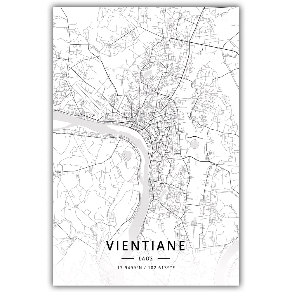 

Vientiane Laos Map Poster