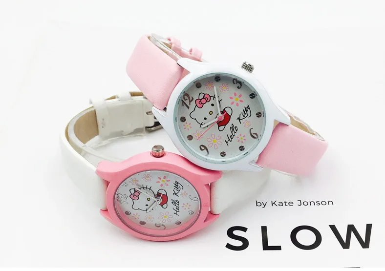 Милые детские Мультяшные часы Hello Kitty для девочек наручные часы для учеников платье для маленькой подружки модные водонепроницаемые часы кварцевые электронные часы