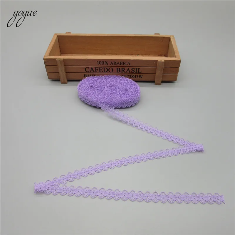 Purple Красивое 10 ярдов/партия кружево, лента, тесьма 14 мм качественная кружевная отделка DIY вышитое кружево для шитья украшения африканская кружевная ткань - Цвет: Purple