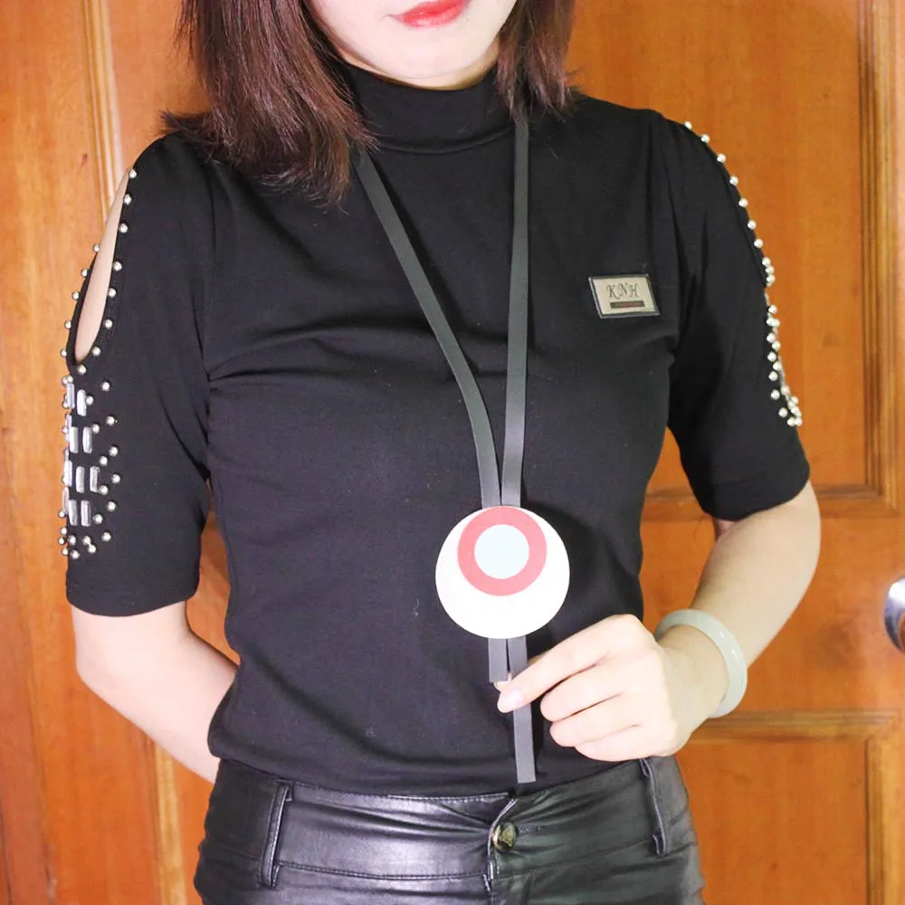 2021 новая Длинная подвеска на шею в виде кожаного ремешка для женщин черный