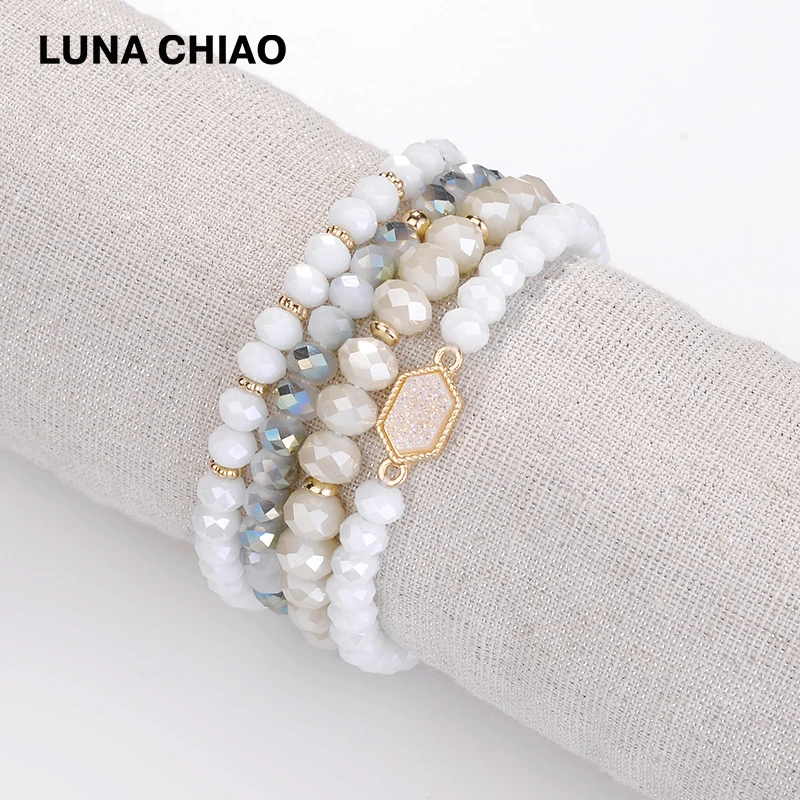 Браслет LUNA CHIAO 6 цветов растягивающийся браслет из бисера с кристаллами|Плетеные