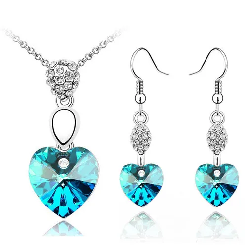 Комплект из колье и сердца с австрийским кристаллом|set necklace earring|necklace earringpendant jewelry