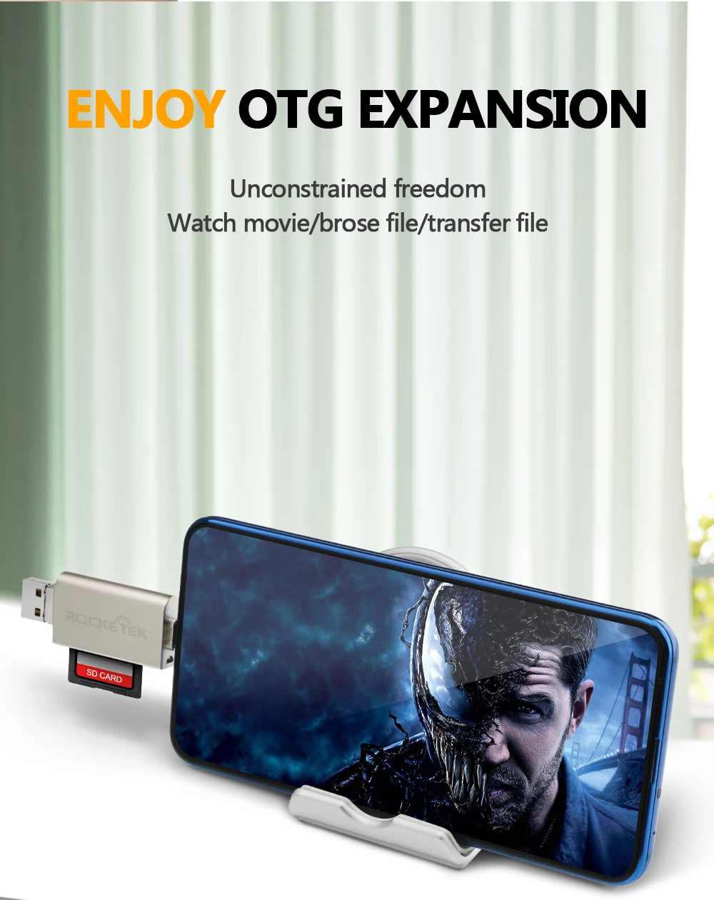 Rocketek usb 2,0 Алюминиевый кардридер для карт памяти OTG type c адаптер кардридер для micro SD/TF microsd ридеры ноутбук компьютер