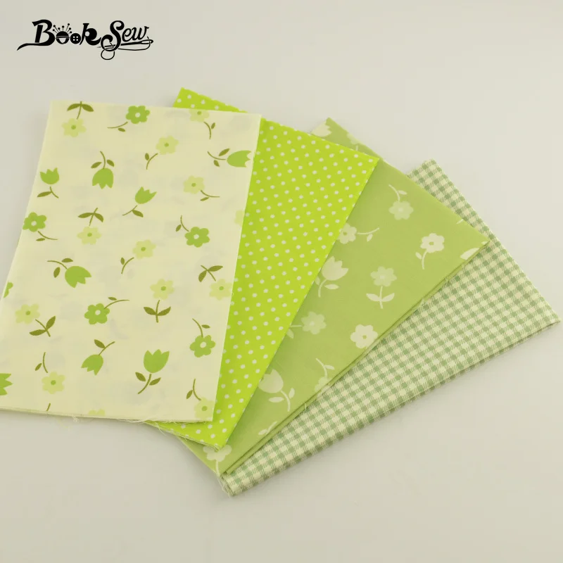 Booksew 100% хлопок 4 шт. разные узоры зеленый цвет шитье женское платье детская одежда