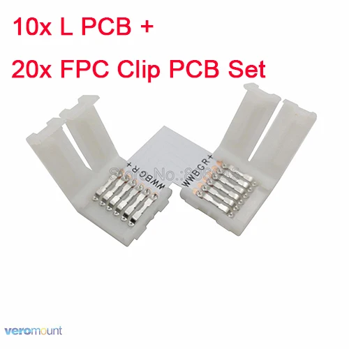 10 шт./лот 12 мм 6PIN RGB+ CCT L Тип без пайки Угловой соединитель для RGB CCT 5 в 1 Светодиодные ленты 6-PIN разъем светодиодный аксессуары - Цвет: L Shape Set