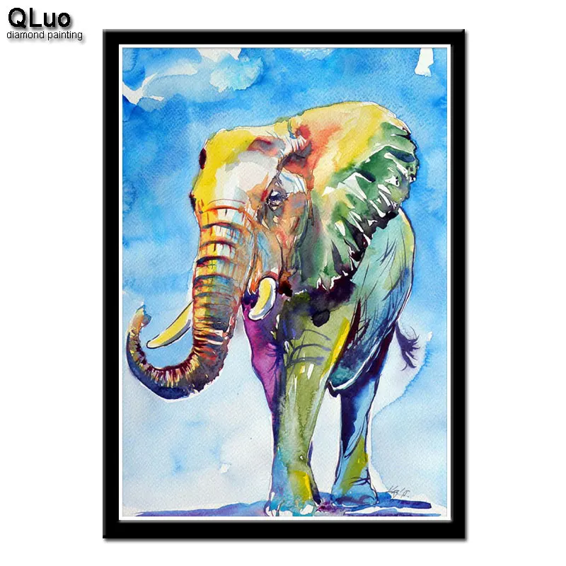 Qluo 30x40 см 5D алмазная картина круглая дрель мультяшный слон мозаика Алмазная