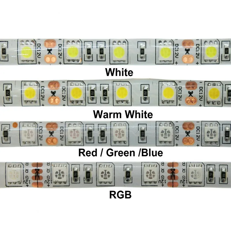 Waterproof IP65 LED Strip SMD5050 DC12V Flexible Light 60 leds/m Single Color / RGB 5m/lot | Освещение