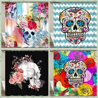 mexican fabric sugar skull show curtains cartoon colored skull shower curtain bathroom waterproof polyester with hooks