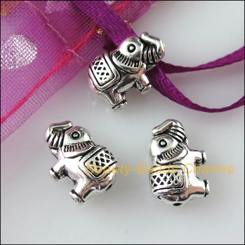 Новый 20 шт. Тибетский серебристый цвет животных Проставка в виде слона бусины