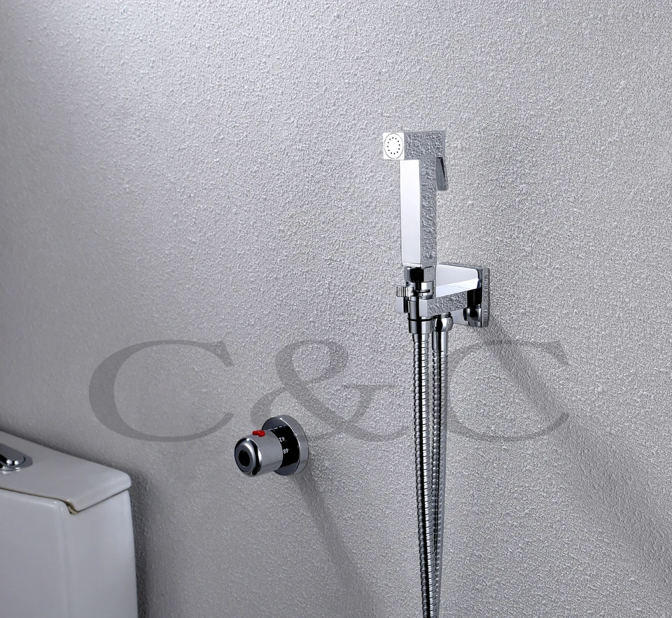 Wall Mounted Portable Bidet Toilet Spray Shower 150 cm Stainless Steel Hose With Thermostatic Faucet Valve A2008D | Обустройство дома