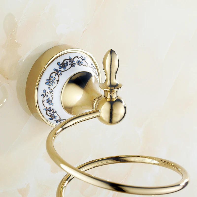 Золотой Латунный держатель для ванной комнаты настенный угловой