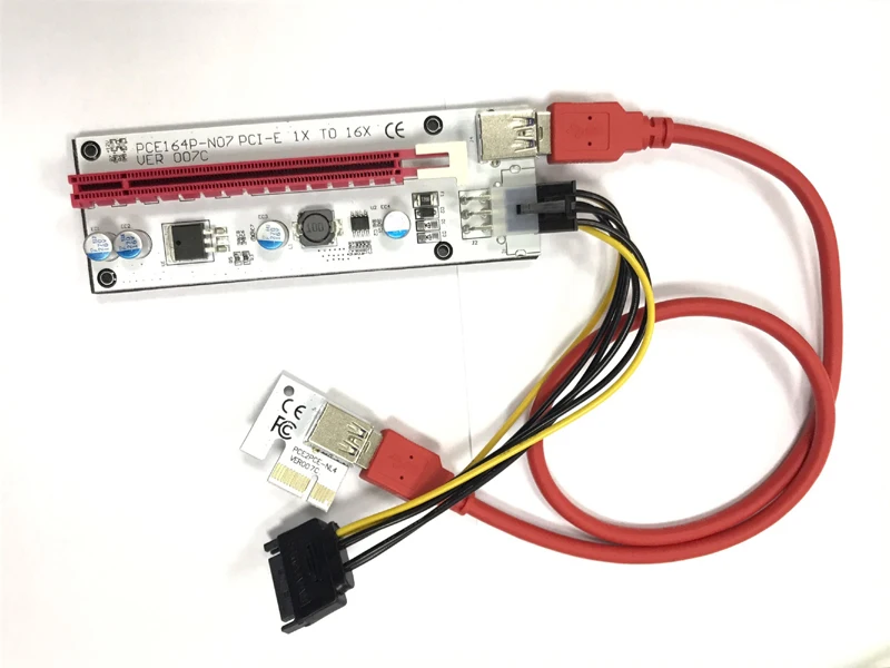 3 в 1 4-контактный Riser Card Molex PCI-E 6pin SATA 60 см PCIE 1x к 16x PCI Express для Antminer Bitcoin Miner Mining |