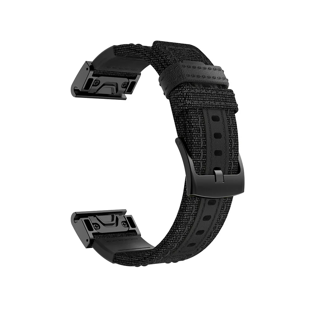 Black Нейлон ремешок 22 мм 26 мм для Garmin Fenix 5/5 плюс smart watch Quick Release группа холст ремешок для Garmin Fenix 3/3HR Wristbelt - Цвет ремешка: Black