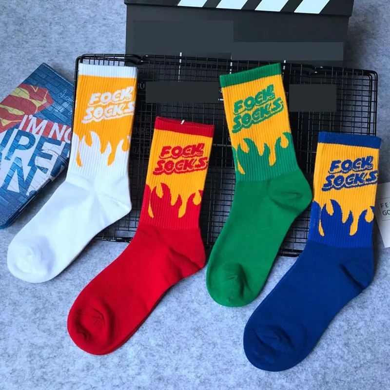 Уличные носки Harajuku в стиле хип хоп с надписью Happy Calcetines Hombre Divertidos забавные