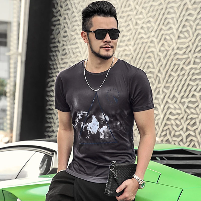 Мужская футболка с короткими рукавами летняя приталенная Повседневная из