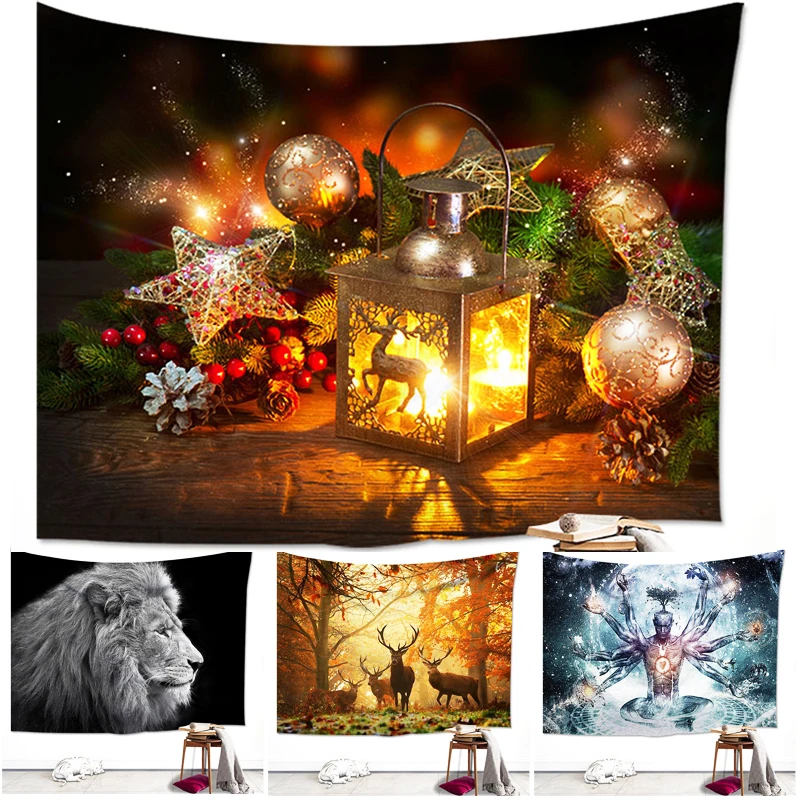 

Merry Christmas The scenery beautiful Hanging Wall Tapestry Hippie Retro Home Decor Yoga Beach Towel 150x130cm Factory supply