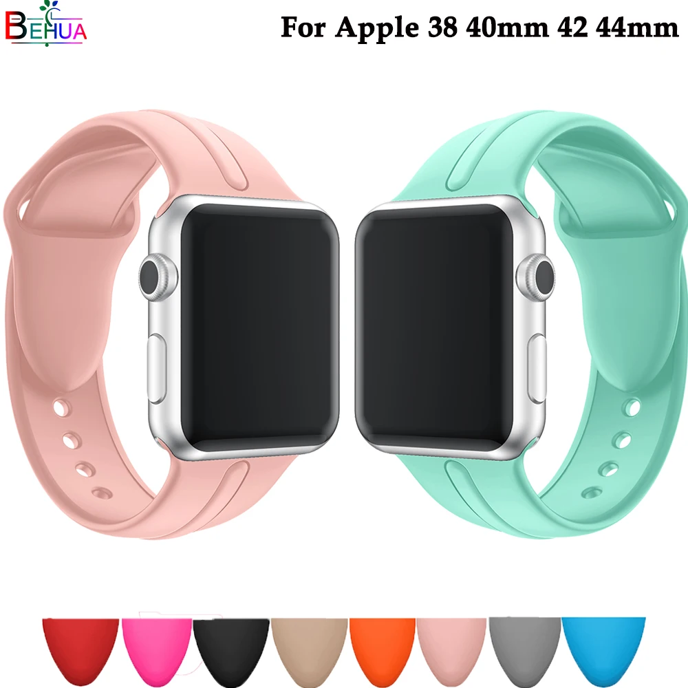 Силиконовый ремешок для часов Apple watch 38 мм 42 40 44 размер браслет iwatch 1 2 3 4 Смарт часы
