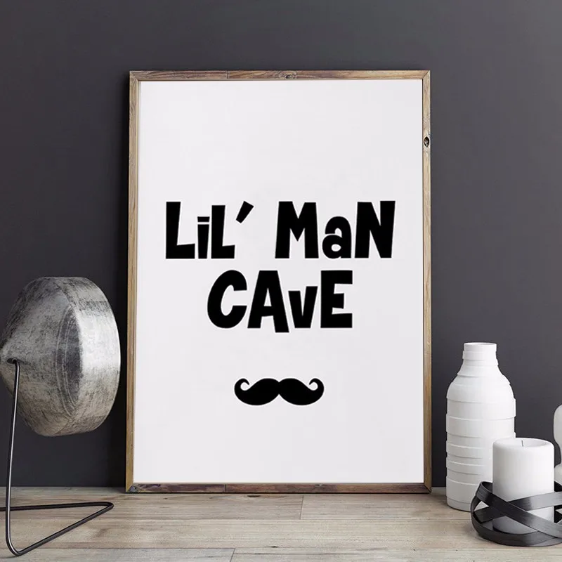 Постер в виде пещеры Lil Man искусство стен скандинавском стиле с принтом усов