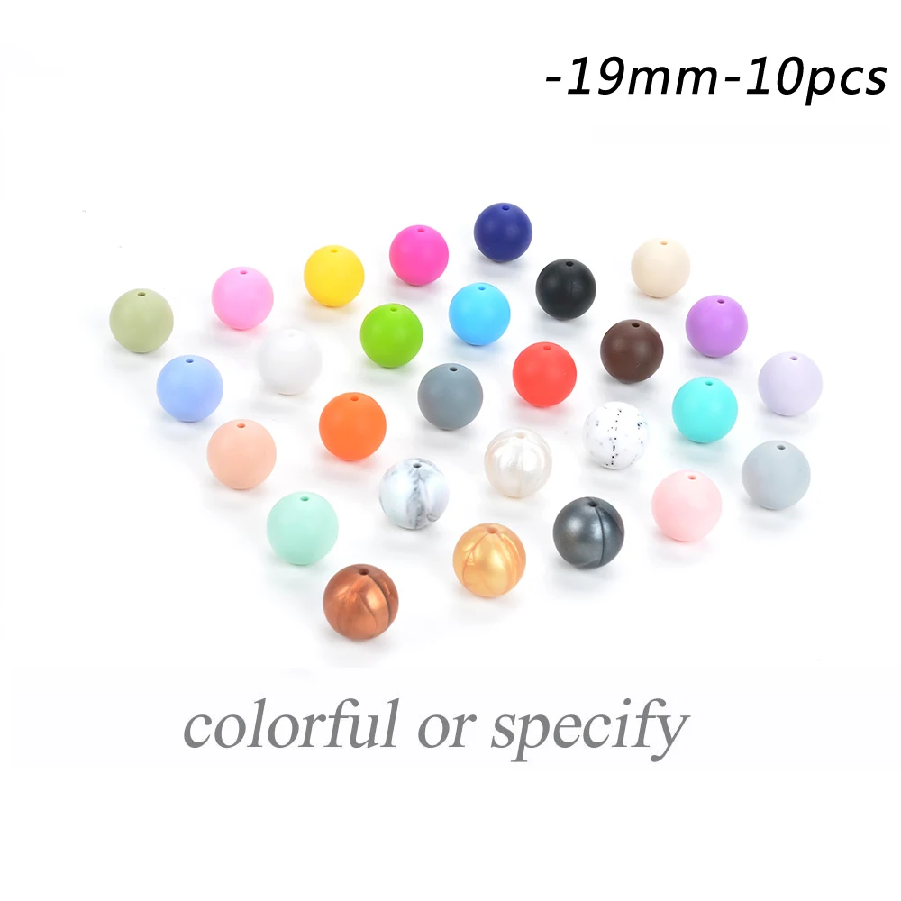 multicolor LOFCA силиконовые бусины 19 мм круглой формы 10 шт./лот прорезывание зубов цепочки и ожерелья пищевой для мам Уход DIY Ювелирные изделия Детские Прорезыватели аксессуары - Цвет: multicolor