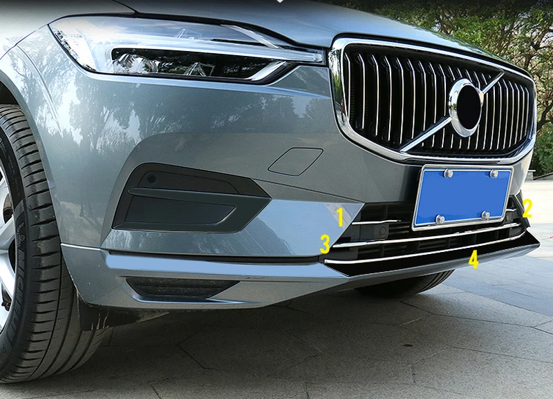 

4PCS Stainless Steel Front Bottom Grille Cover Decoration Trim For VOLVO XC60 2018 2019 2020 (Not fit for Sport Model)
