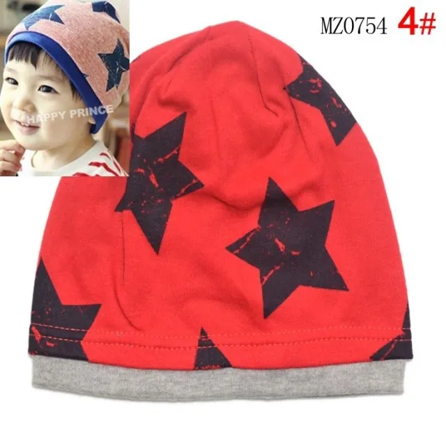 2017 New Cute Stars Printed Baby Boy Hat Double Layer Beanies Infantil Pink Gray Cap Born Photography HT52028+40 | Аксессуары для