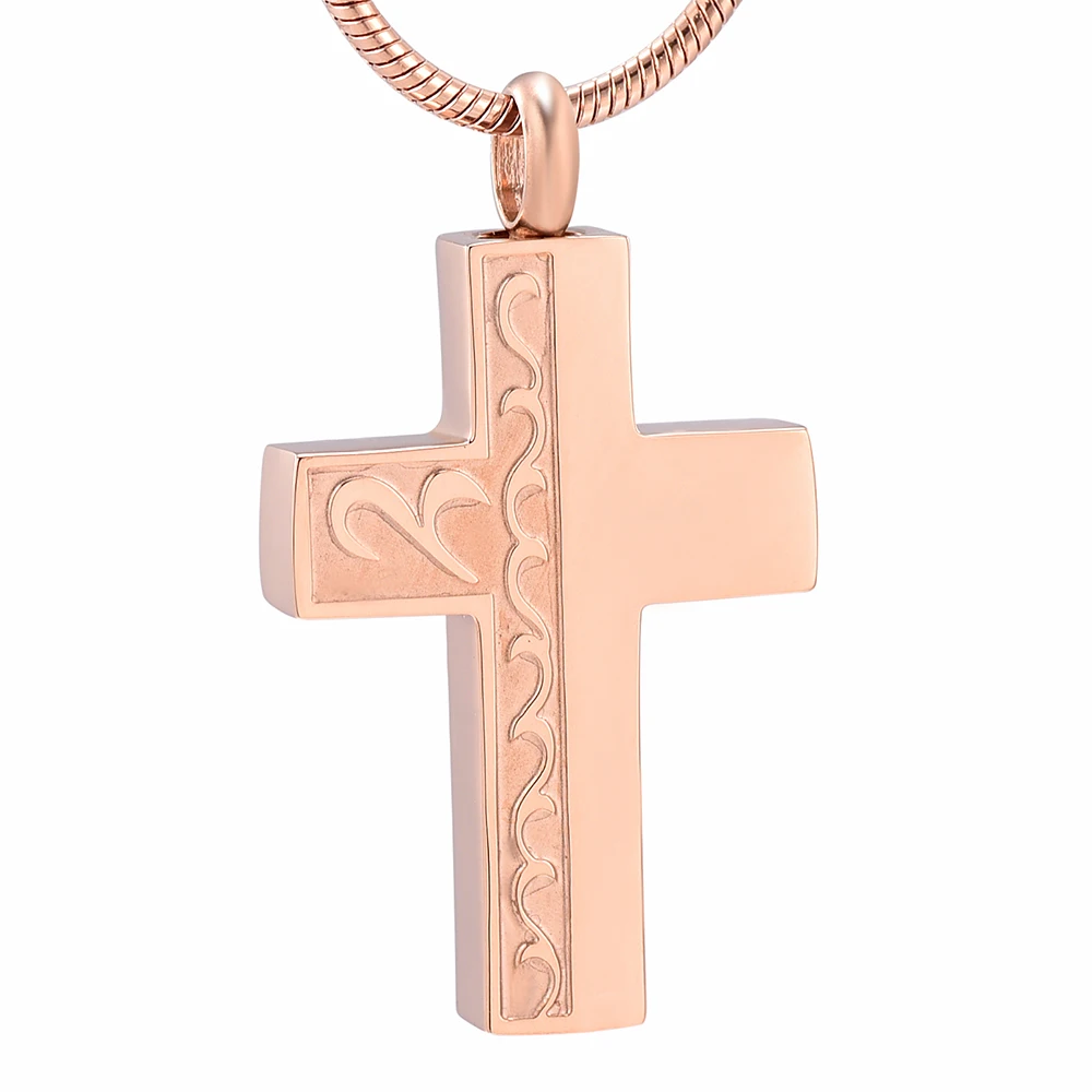 

IJD8095 Stainless Steel Religion Cross Cremation Jewelry for Ashes Pendant Memorial Urn Necklace Keepsake for Women Men