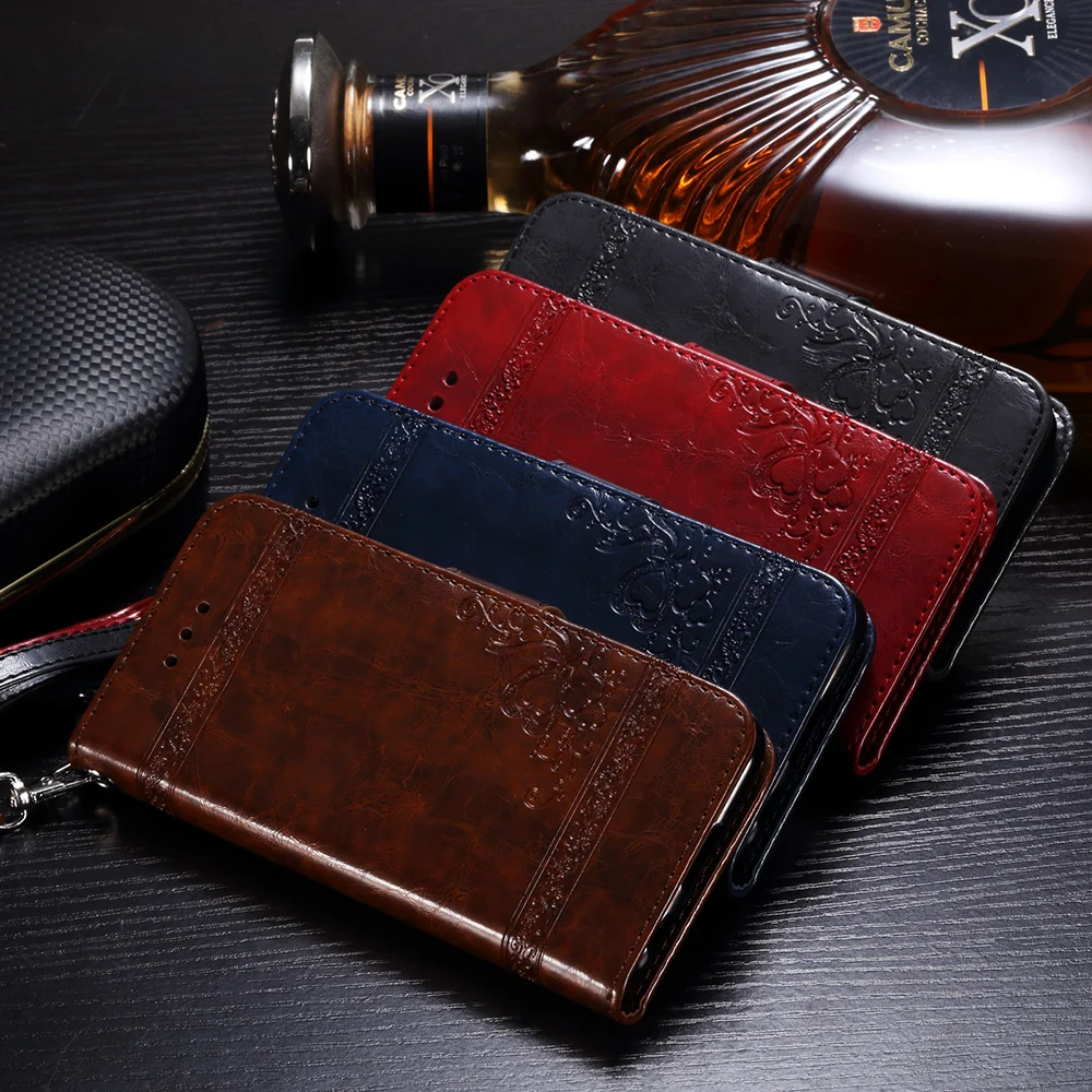 Чехол-бумажник из натуральной кожи с цветочным принтом для iPhone 7 откидной крышкой