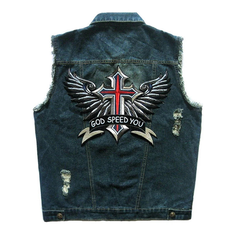 HEROBIKER жилет для мотоциклиста, одежда, классический винтажный Байкерский мотоциклетный жилет, мужской клубный джинсовый жилет без рукавов, мотоциклетная куртка - Цвет: KYF-002