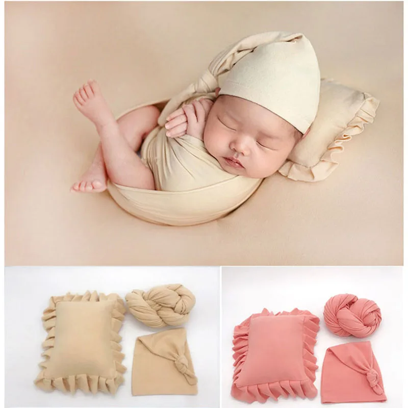 

Newborn Photography Props Wraps Baby Stretch Soft Cloth Blanket Photo Props Infant Hat Pillow Newborn Swaddles Shooting Backdrop
